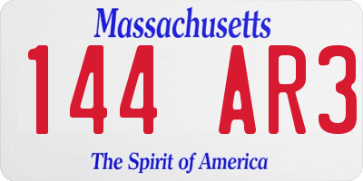 MA license plate 144AR3