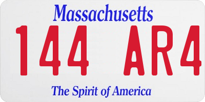 MA license plate 144AR4