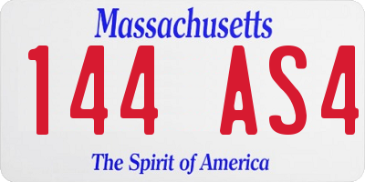 MA license plate 144AS4