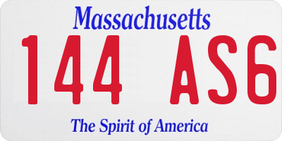 MA license plate 144AS6