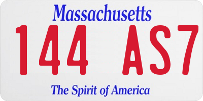 MA license plate 144AS7