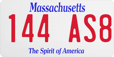 MA license plate 144AS8