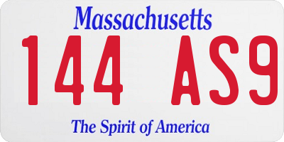 MA license plate 144AS9