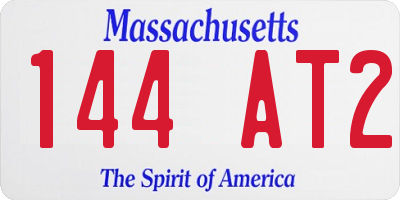 MA license plate 144AT2