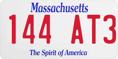 MA license plate 144AT3