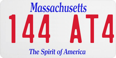 MA license plate 144AT4