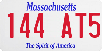 MA license plate 144AT5