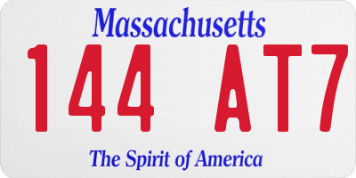 MA license plate 144AT7