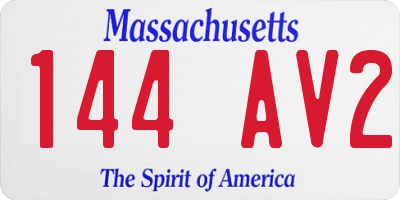 MA license plate 144AV2