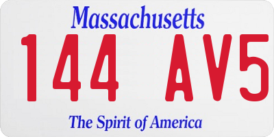 MA license plate 144AV5