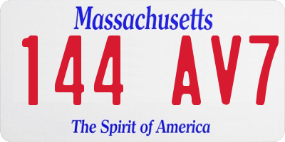 MA license plate 144AV7