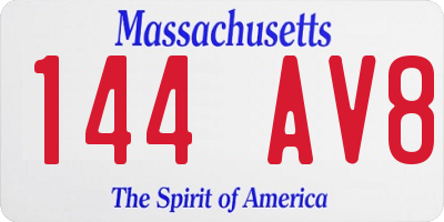 MA license plate 144AV8