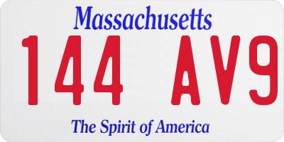 MA license plate 144AV9