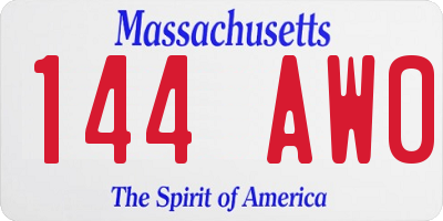 MA license plate 144AW0