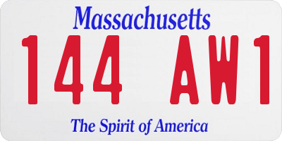 MA license plate 144AW1