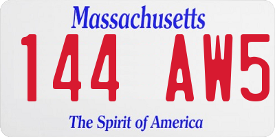 MA license plate 144AW5