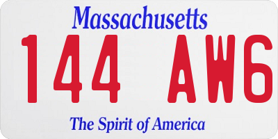 MA license plate 144AW6