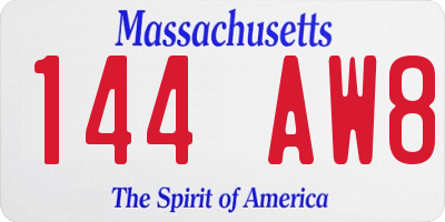 MA license plate 144AW8