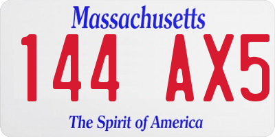 MA license plate 144AX5