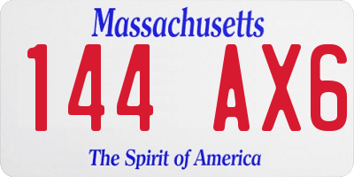 MA license plate 144AX6