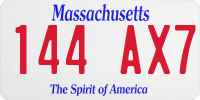 MA license plate 144AX7