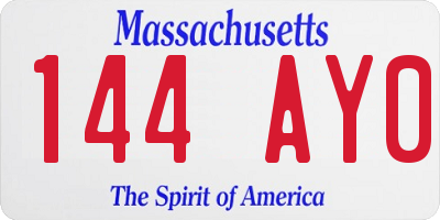 MA license plate 144AY0