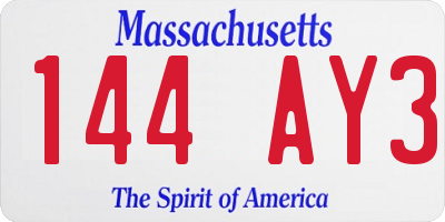 MA license plate 144AY3