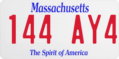 MA license plate 144AY4