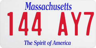 MA license plate 144AY7