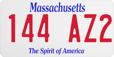 MA license plate 144AZ2