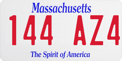 MA license plate 144AZ4