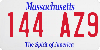 MA license plate 144AZ9