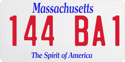 MA license plate 144BA1