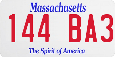 MA license plate 144BA3