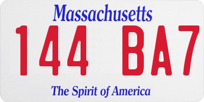 MA license plate 144BA7