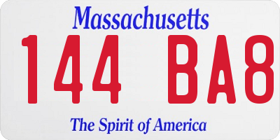 MA license plate 144BA8