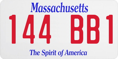 MA license plate 144BB1