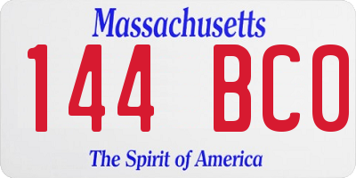 MA license plate 144BC0