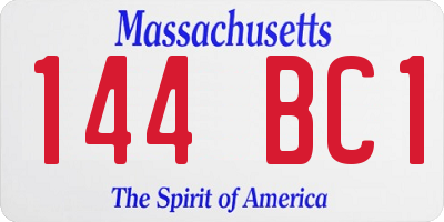 MA license plate 144BC1