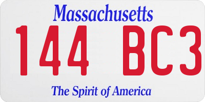 MA license plate 144BC3