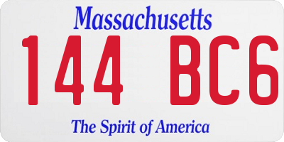 MA license plate 144BC6