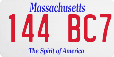 MA license plate 144BC7