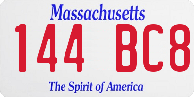MA license plate 144BC8
