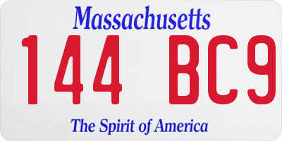 MA license plate 144BC9