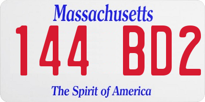 MA license plate 144BD2