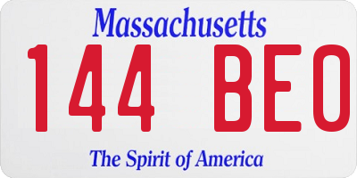 MA license plate 144BE0
