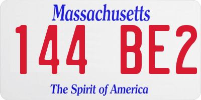 MA license plate 144BE2