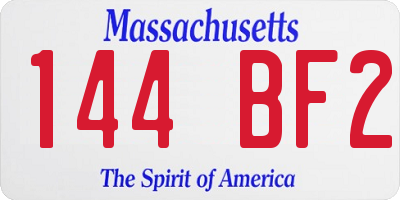 MA license plate 144BF2