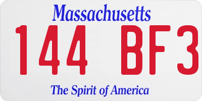 MA license plate 144BF3
