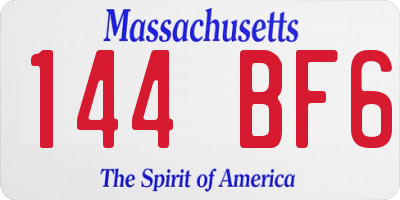 MA license plate 144BF6